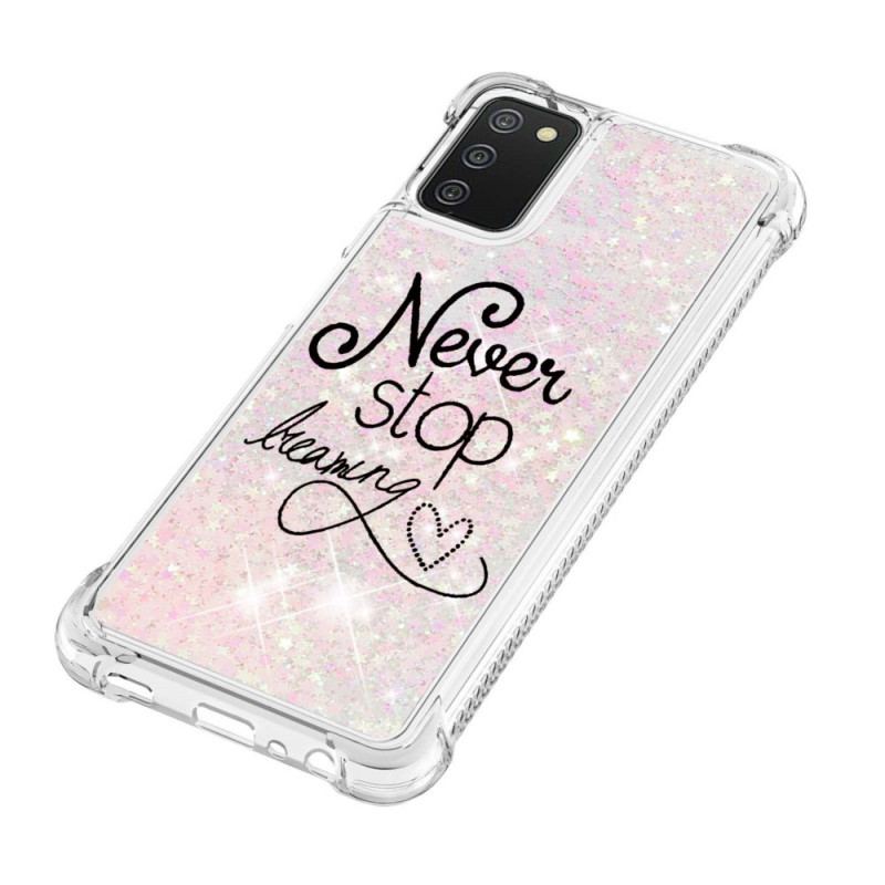 Capa De Celular Para Samsung Galaxy A03s Nunca Pare De Sonhar Com Glitter