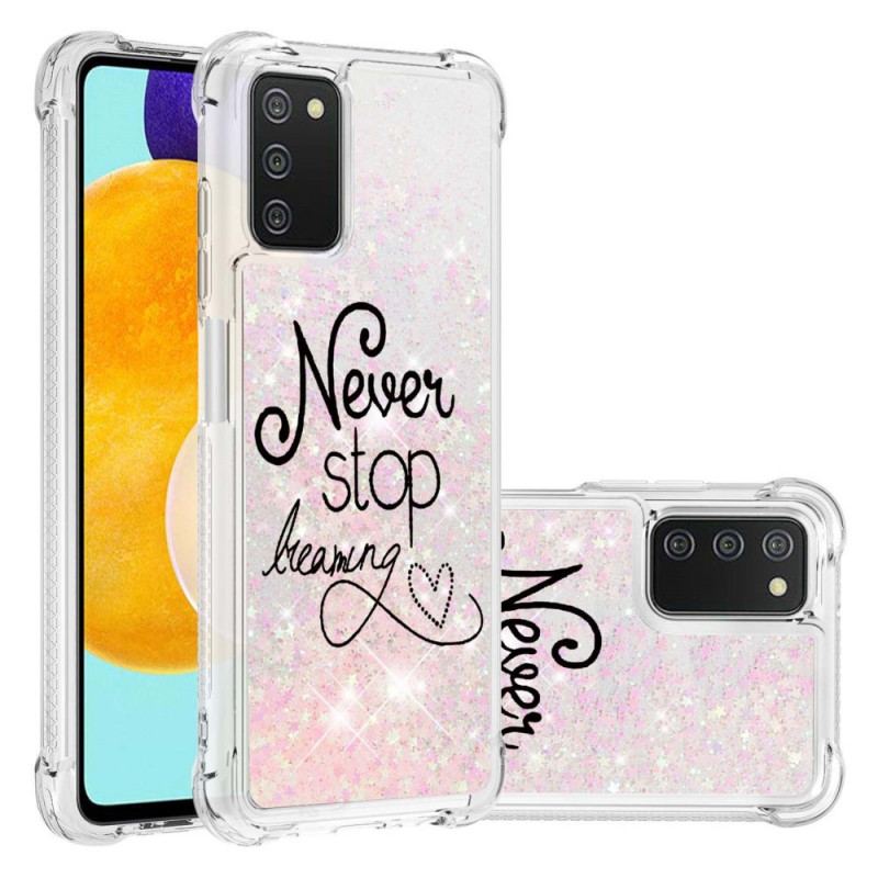 Capa De Celular Para Samsung Galaxy A03s Nunca Pare De Sonhar Com Glitter