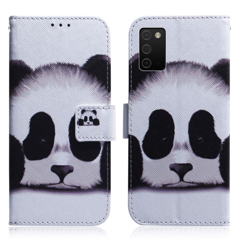 Capa De Couro Para Samsung Galaxy A03s Cara De Panda