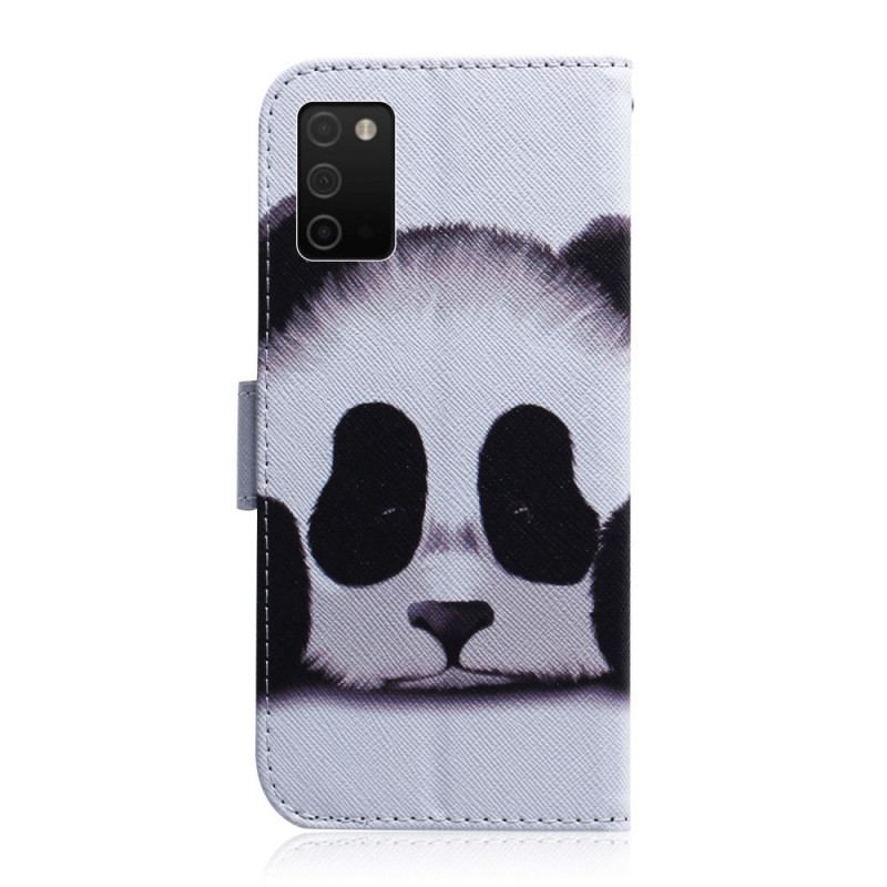 Capa De Couro Para Samsung Galaxy A03s Cara De Panda