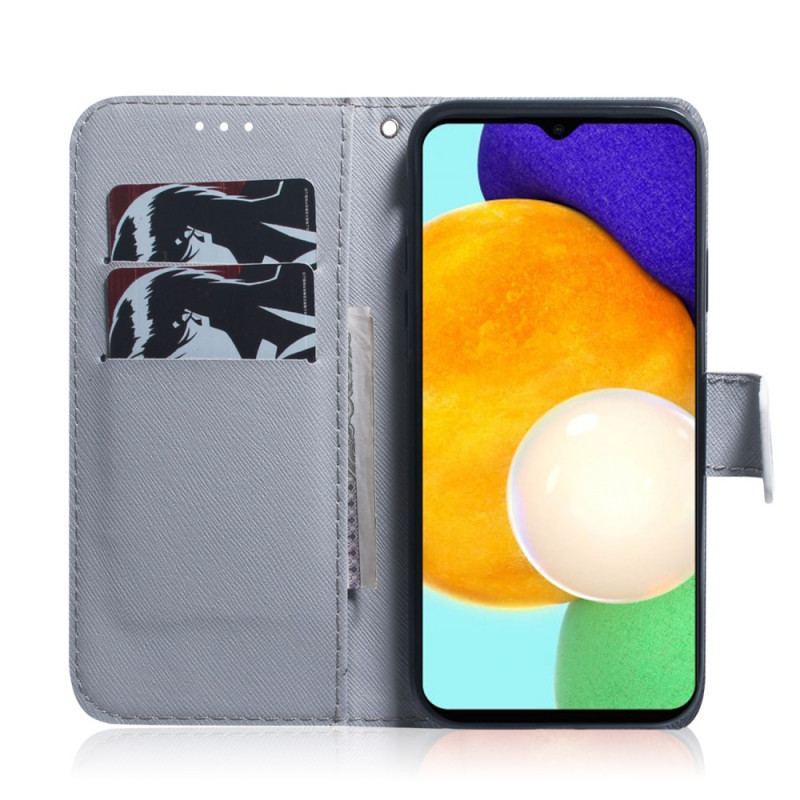 Capa De Couro Para Samsung Galaxy A03s Pintura De Corujas