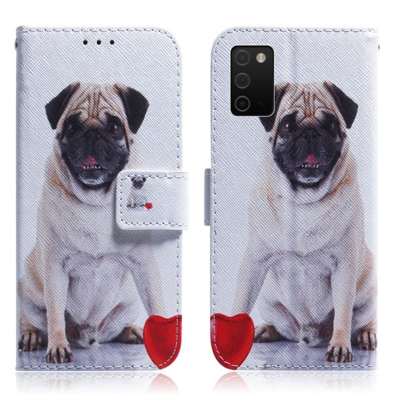 Capa Flip Para Samsung Galaxy A03s Cachorro Pug