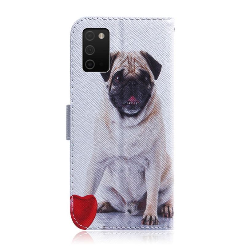 Capa Flip Para Samsung Galaxy A03s Cachorro Pug