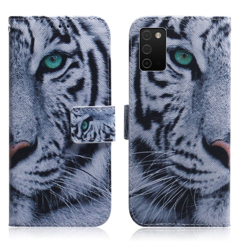 Capa Flip Para Samsung Galaxy A03s Cara De Tigre