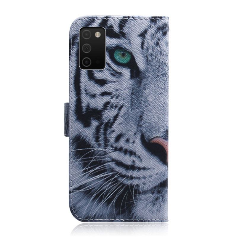 Capa Flip Para Samsung Galaxy A03s Cara De Tigre