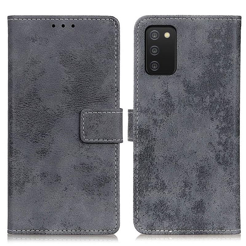 Capa Flip Para Samsung Galaxy A03s Couro Falso Vintage