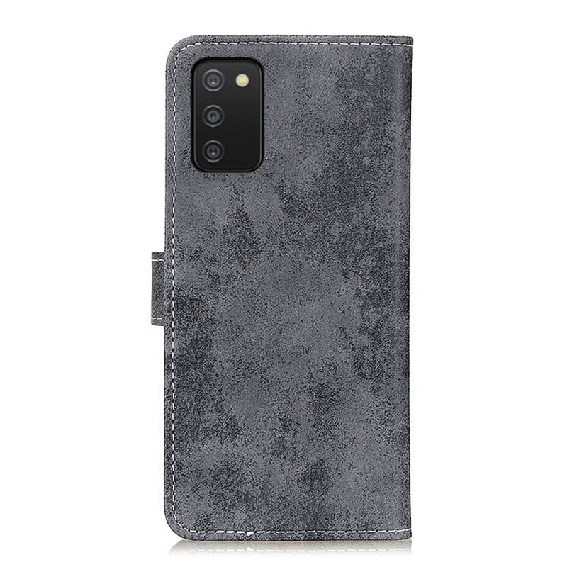 Capa Flip Para Samsung Galaxy A03s Couro Falso Vintage