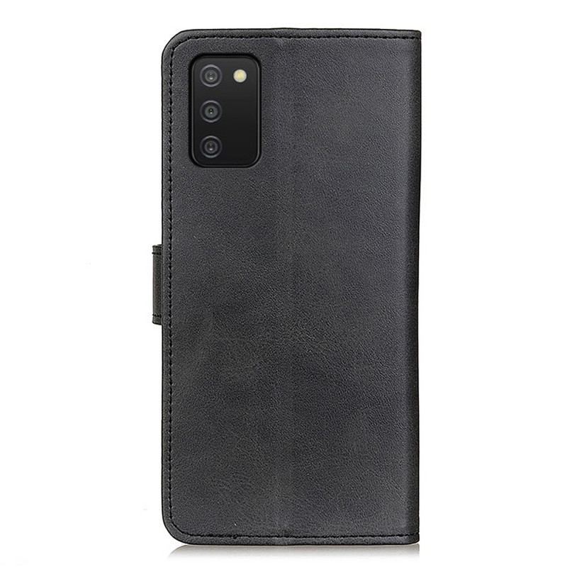 Capa Flip Para Samsung Galaxy A03s Efeito De Couro Fosco