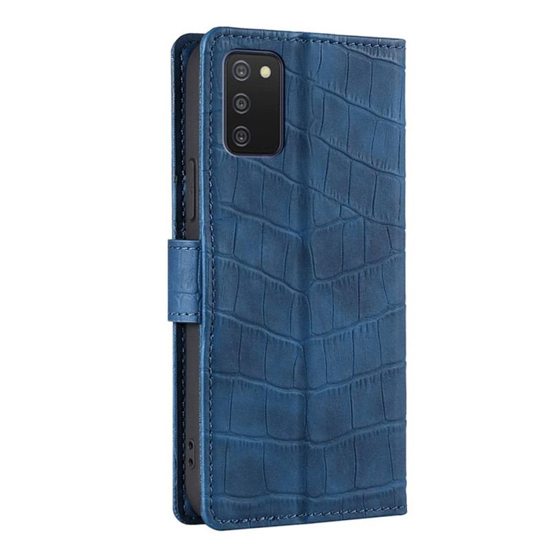 Capa Flip Para Samsung Galaxy A03s Efeito Pele De Crocodilo