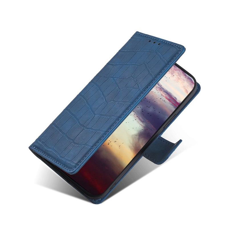 Capa Flip Para Samsung Galaxy A03s Efeito Pele De Crocodilo