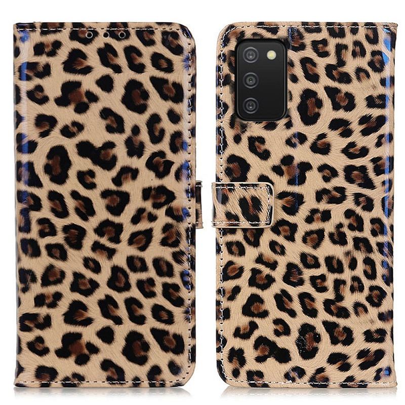 Capa Flip Para Samsung Galaxy A03s Leopardo