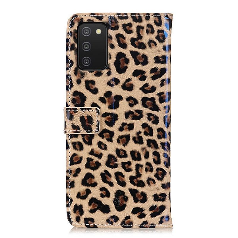 Capa Flip Para Samsung Galaxy A03s Leopardo