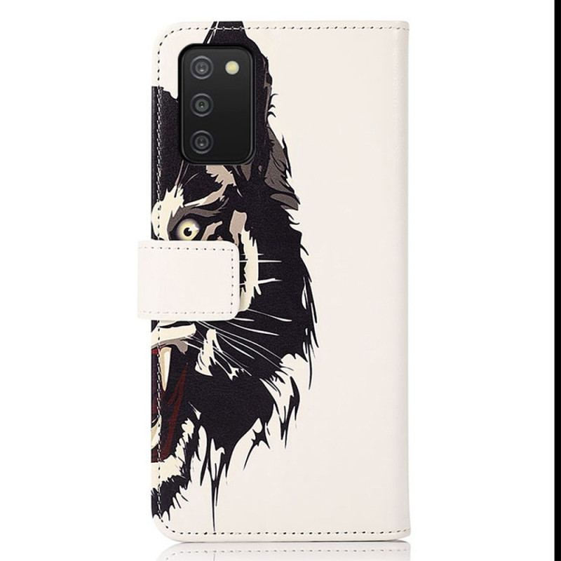 Capa Flip Para Samsung Galaxy A03s Tigre Feroz