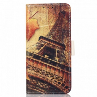 Capa Flip Para Samsung Galaxy A03s Torre Eiffel No Outono