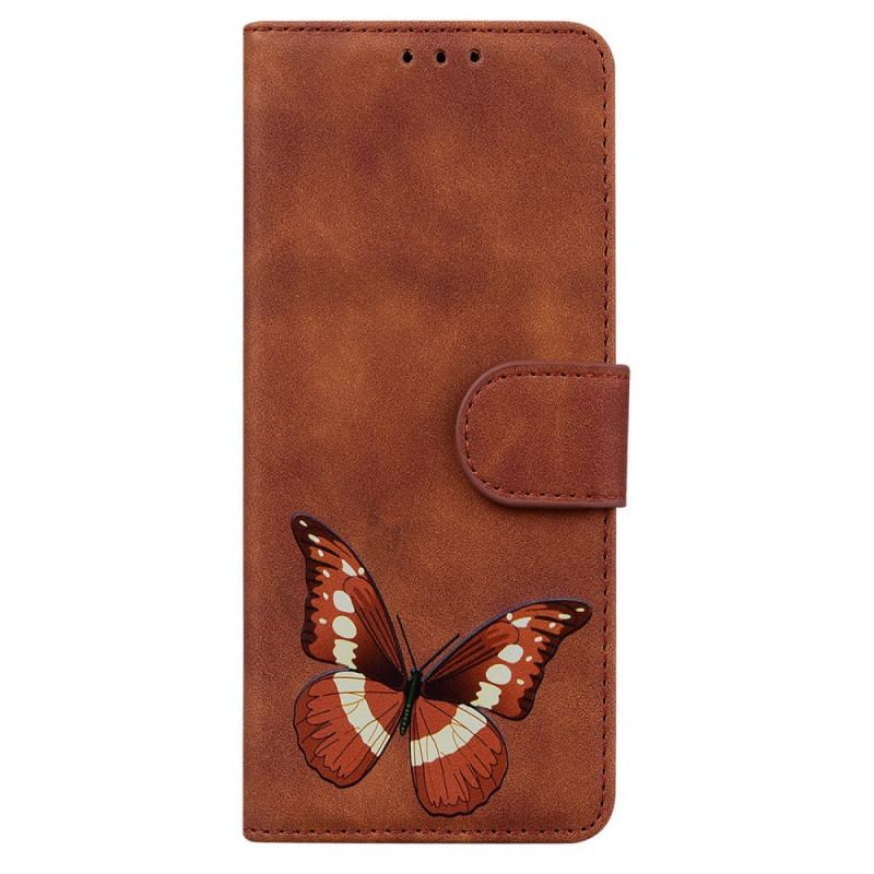 Capa Folio Para Samsung Galaxy A03s Borboleta Com Toque De Pele