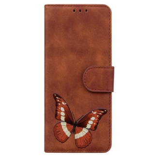 Capa Folio Para Samsung Galaxy A03s Borboleta Com Toque De Pele