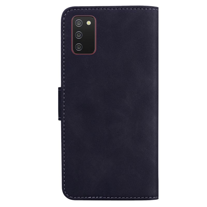 Capa Folio Para Samsung Galaxy A03s Borboleta Com Toque De Pele