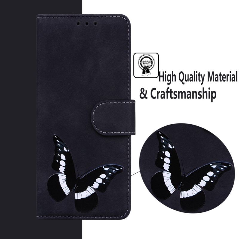 Capa Folio Para Samsung Galaxy A03s Borboleta Com Toque De Pele