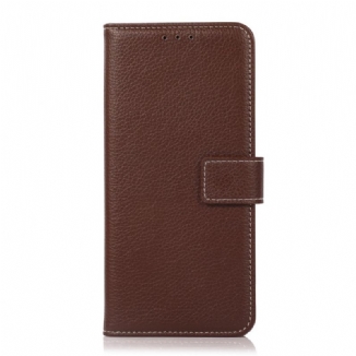 Capa Folio Para Samsung Galaxy A03s Costura Litchi Couro Sintético