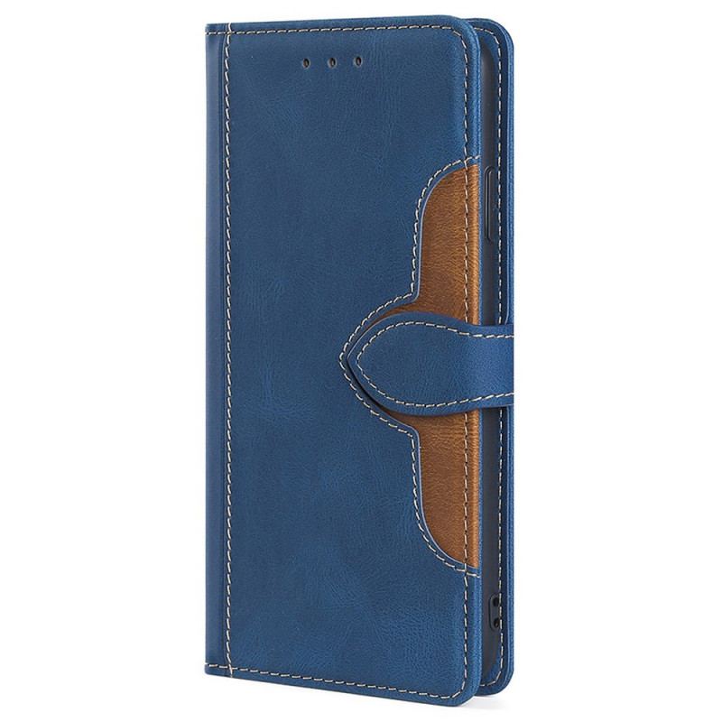 Capa Folio Para Samsung Galaxy A03s Couro Sintético Bicolor Estiloso