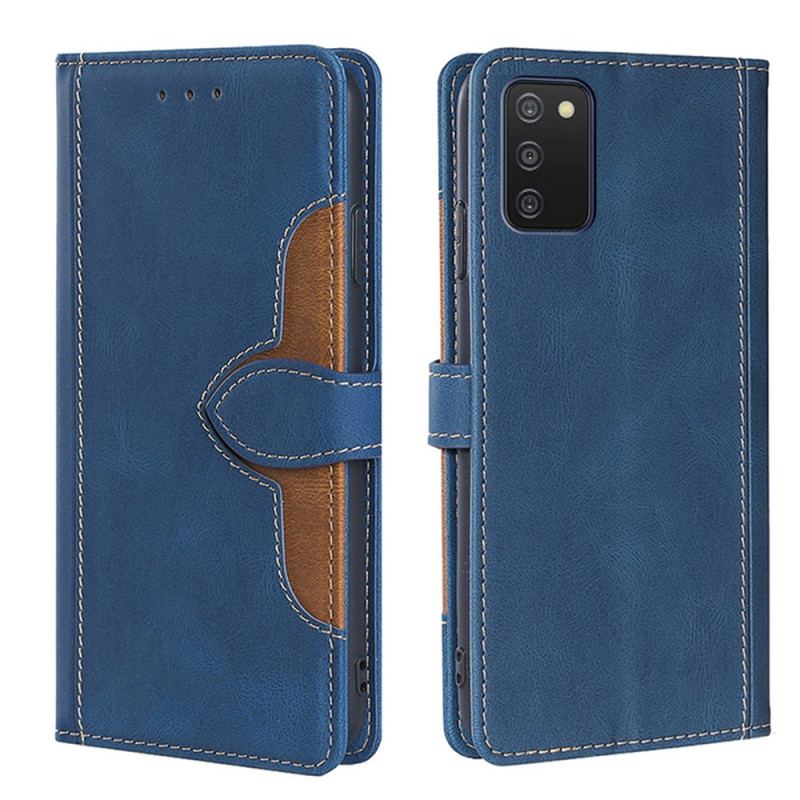 Capa Folio Para Samsung Galaxy A03s Couro Sintético Bicolor Estiloso