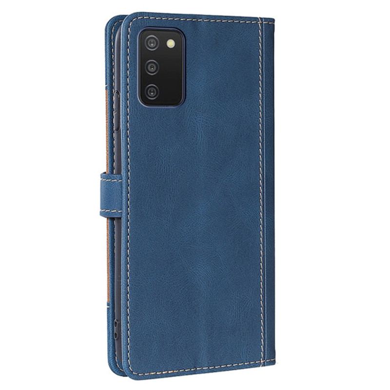 Capa Folio Para Samsung Galaxy A03s Couro Sintético Bicolor Estiloso