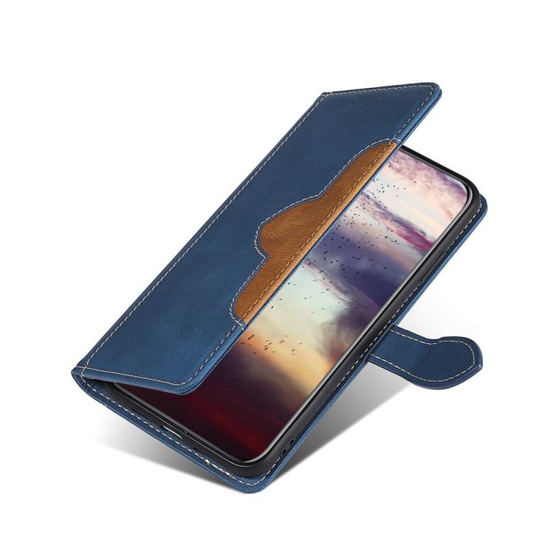 Capa Folio Para Samsung Galaxy A03s Couro Sintético Bicolor Estiloso