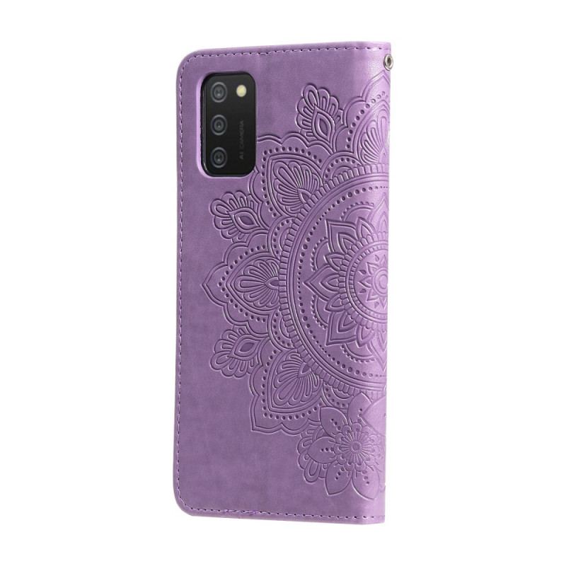 Capa Folio Para Samsung Galaxy A03s Flor Mandala