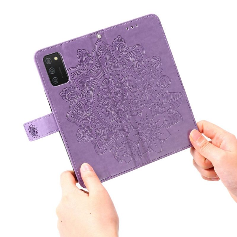 Capa Folio Para Samsung Galaxy A03s Flor Mandala