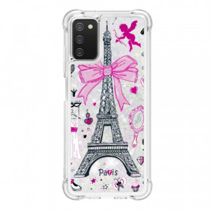 Capa Para Samsung Galaxy A03s As Lantejoulas Da Torre Eiffel