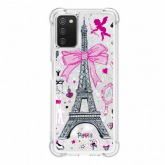 Capa Para Samsung Galaxy A03s As Lantejoulas Da Torre Eiffel