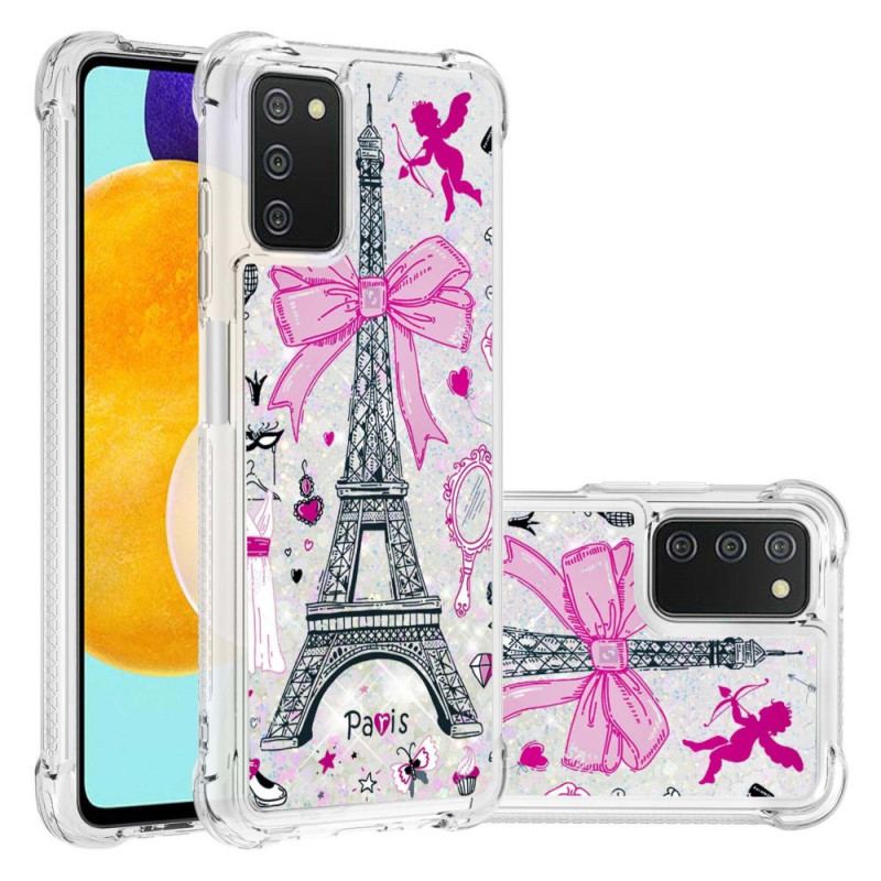 Capa Para Samsung Galaxy A03s As Lantejoulas Da Torre Eiffel