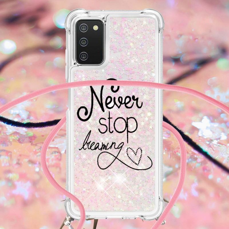 Capa Para Samsung Galaxy A03s De celular Cordão De Glitter Nunca Pare