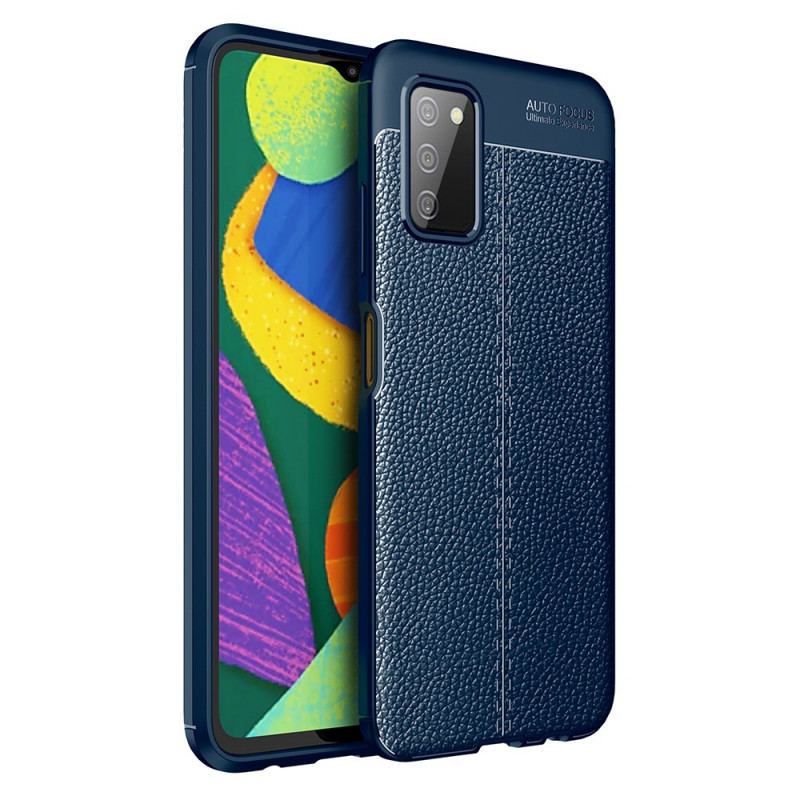 Capa Para Samsung Galaxy A03s Linha Dupla Efeito Couro Litchi