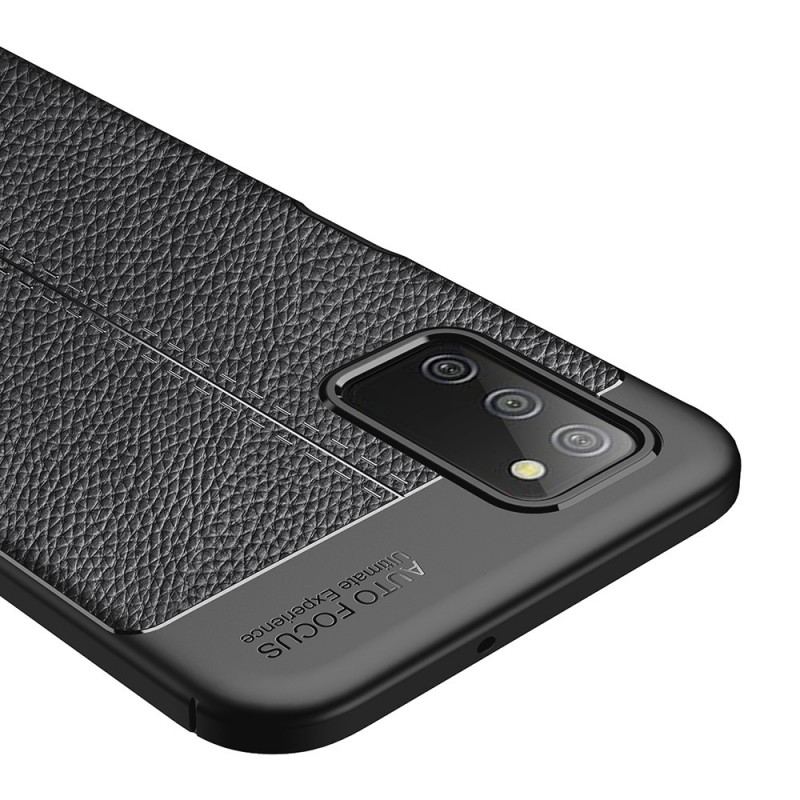 Capa Para Samsung Galaxy A03s Linha Dupla Efeito Couro Litchi