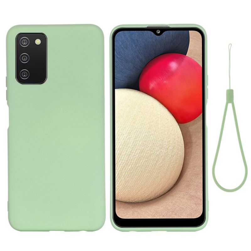 Capa Para Samsung Galaxy A03s Silicone Líquido Com Cordão