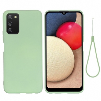 Capa Para Samsung Galaxy A03s Silicone Líquido Com Cordão