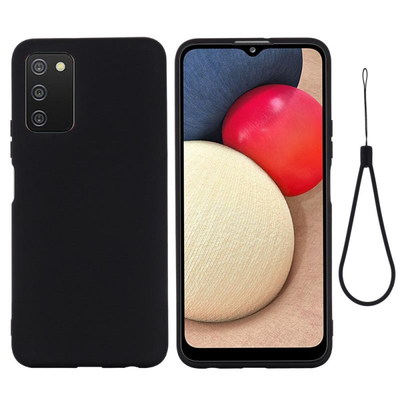 Capa Para Samsung Galaxy A03s Silicone Líquido Com Cordão