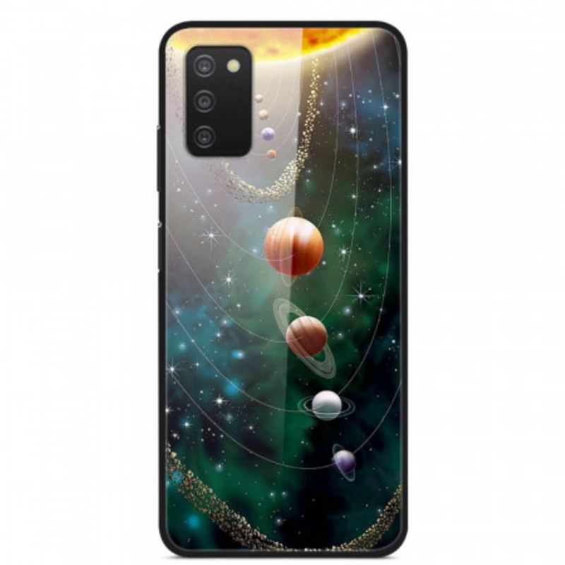 Capa Para Samsung Galaxy A03s Vidro Temperado Do Planeta Do Sistema Solar