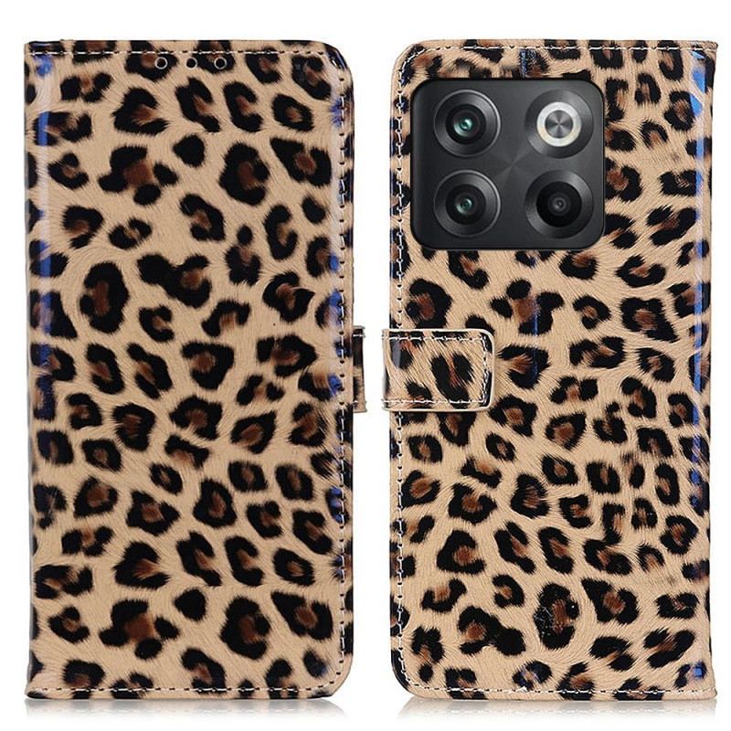 Capa De Couro Para OnePlus 10T 5G Efeito Pele De Leopardo