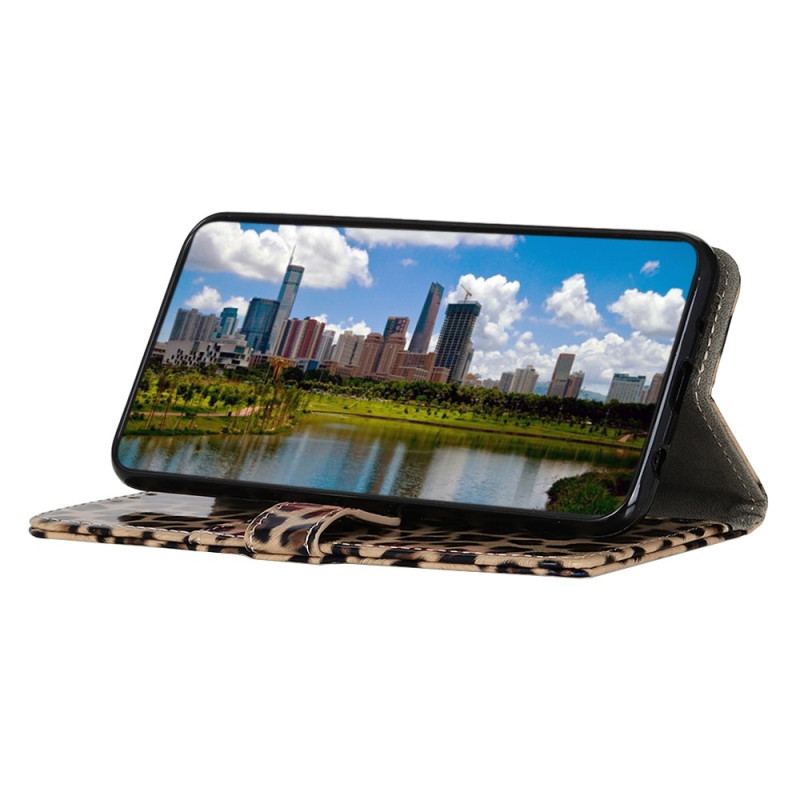 Capa De Couro Para OnePlus 10T 5G Efeito Pele De Leopardo