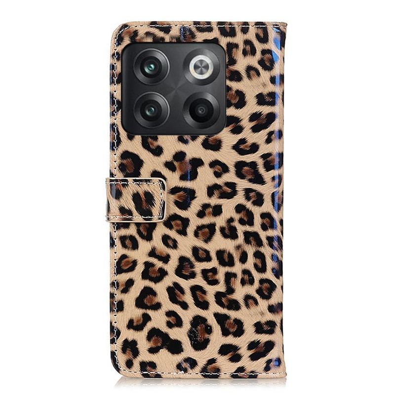 Capa De Couro Para OnePlus 10T 5G Efeito Pele De Leopardo