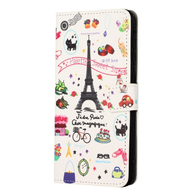 Capa De Couro Para OnePlus 10T 5G Eu Amo Paris