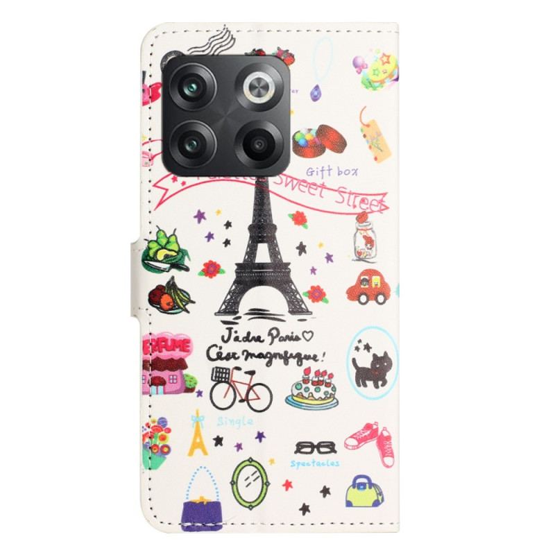 Capa De Couro Para OnePlus 10T 5G Eu Amo Paris