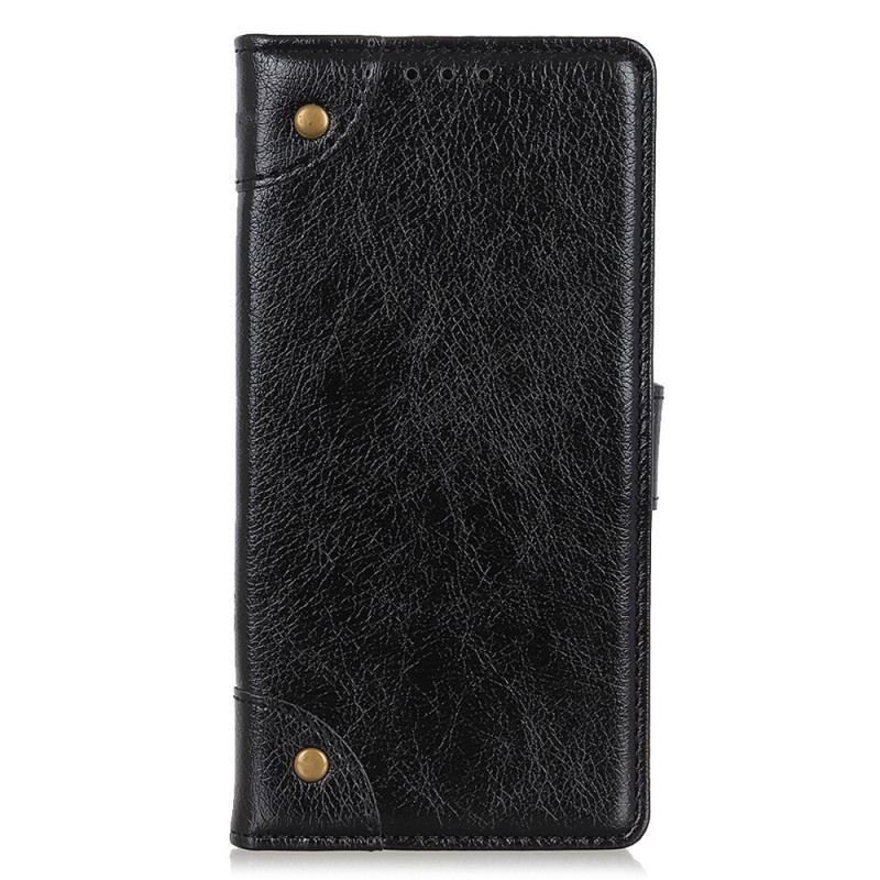 Capa De Couro Para OnePlus 10T 5G Rebites Vintage Estilo Couro Napa