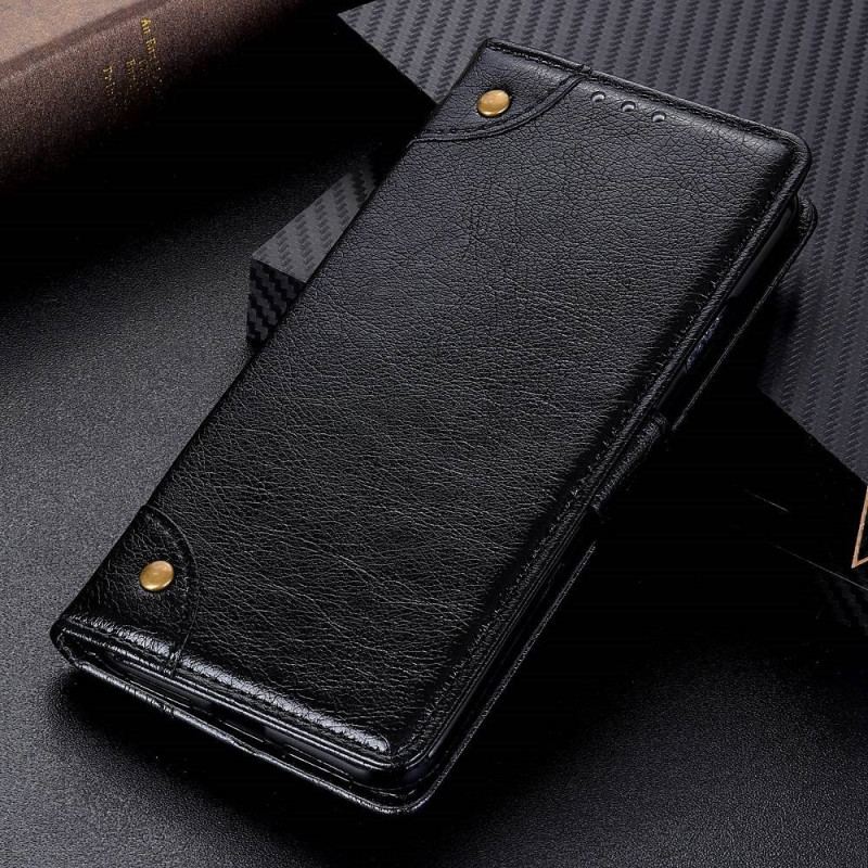 Capa De Couro Para OnePlus 10T 5G Rebites Vintage Estilo Couro Napa