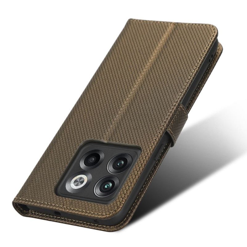 Capa Flip Para OnePlus 10T 5G De Cordão Couro Falso Estiloso Com Tiras