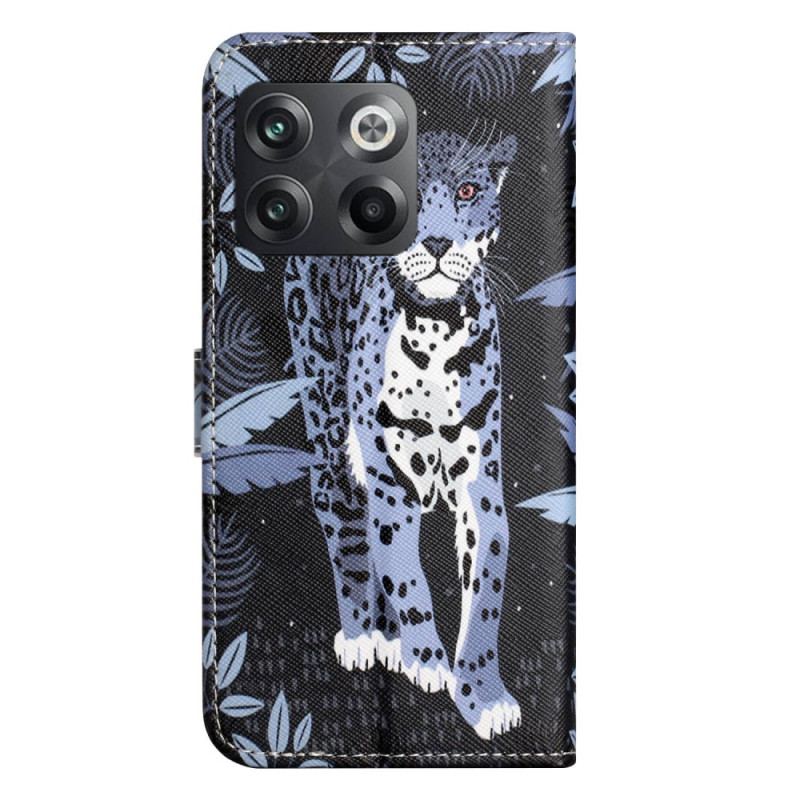 Capa Flip Para OnePlus 10T 5G De Cordão Leopardo Strappy