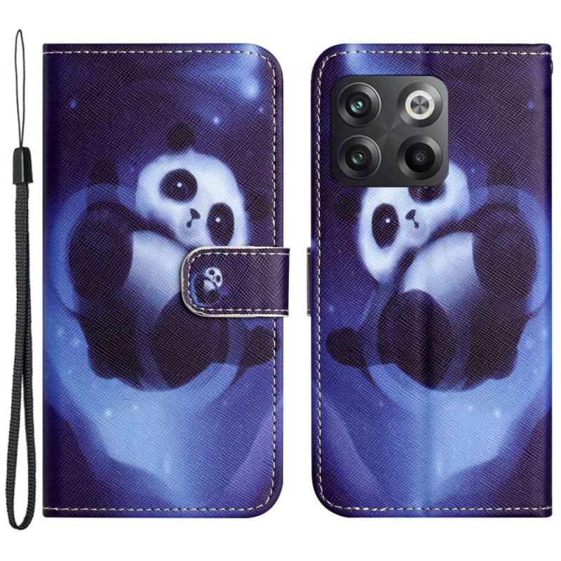 Capa Flip Para OnePlus 10T 5G De Cordão Strappy Space Panda