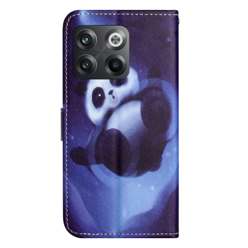 Capa Flip Para OnePlus 10T 5G De Cordão Strappy Space Panda